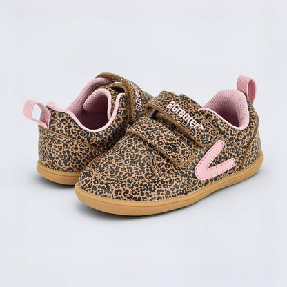 Leopard barefoot toddler trainer - pair facing