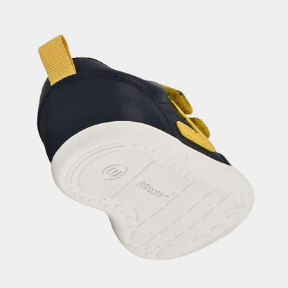 Navy Ochre barefoot toddler trainer - floating