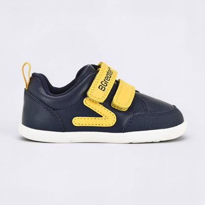 Navy Ochre barefoot toddler trainer - outside