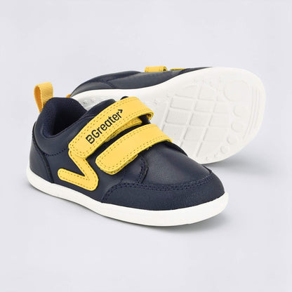 Navy Ochre barefoot toddler trainer - pair with sole