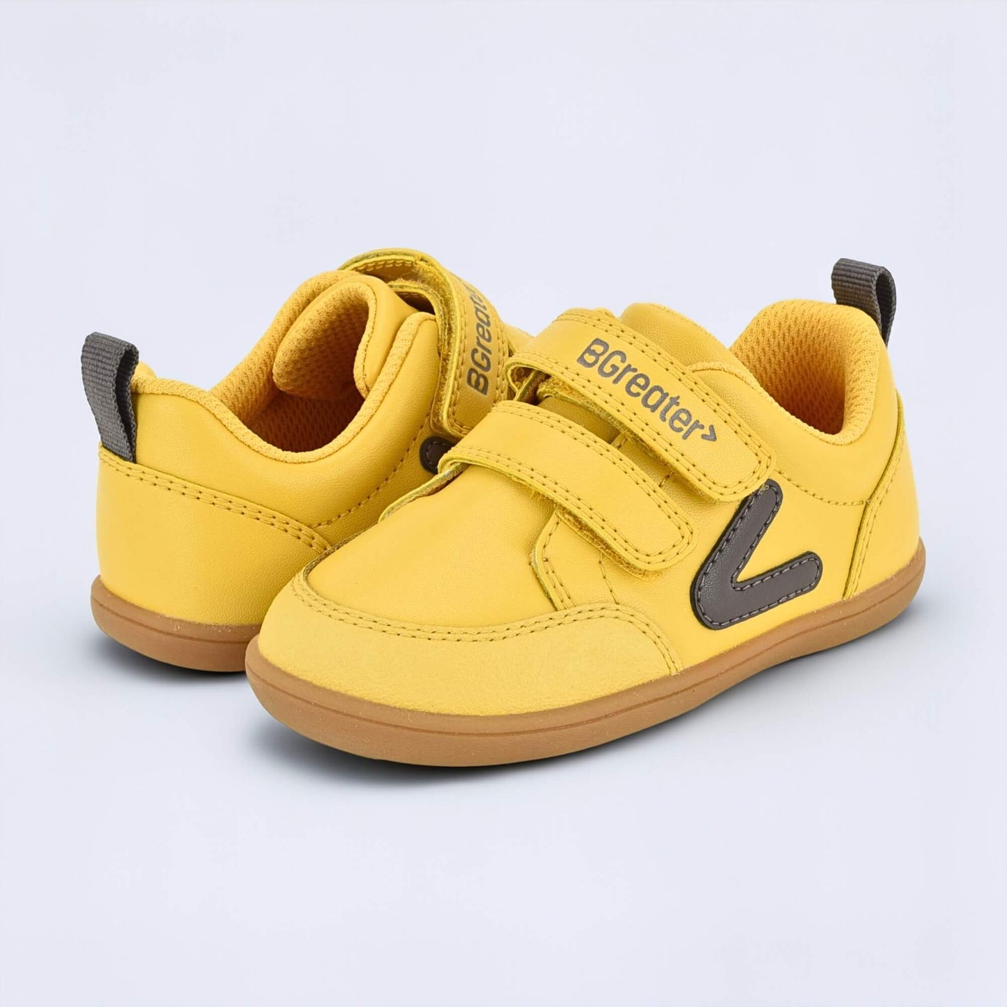 Ochre barefoot toddler trainer - pair facing