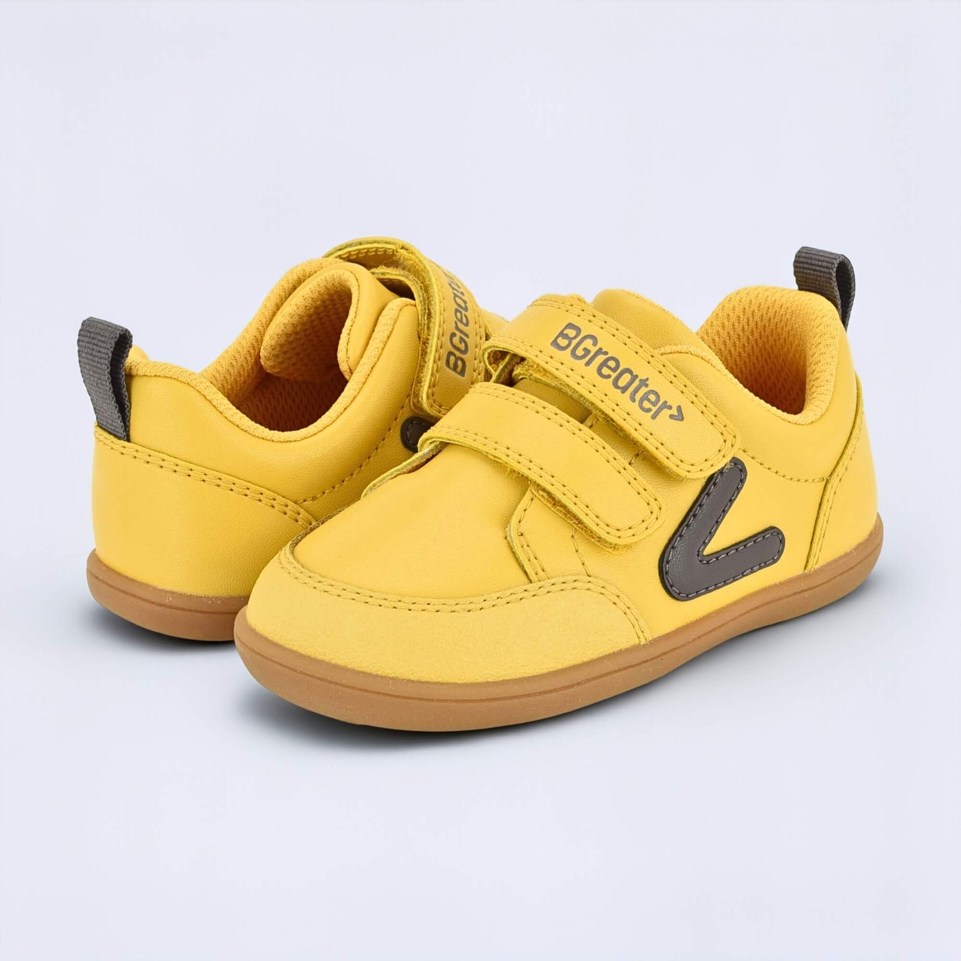 Ochre barefoot toddler trainer - pair facing