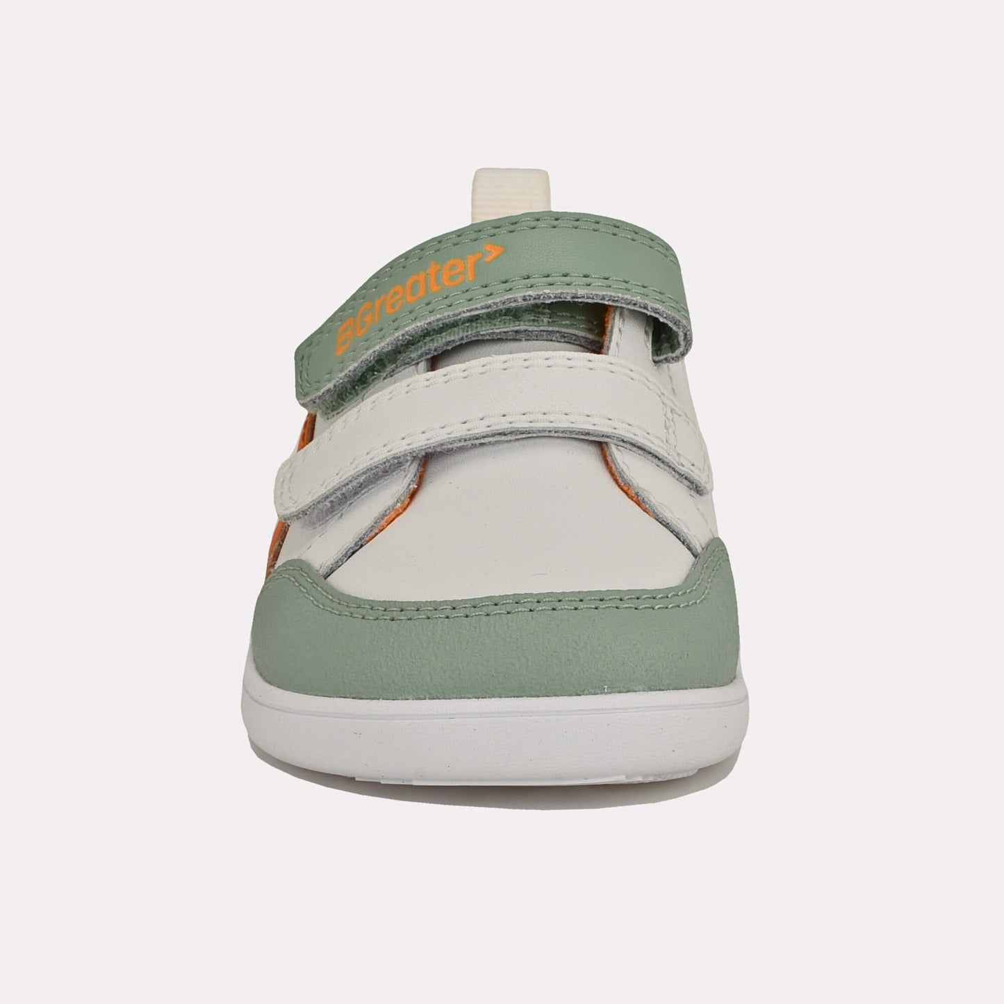 Olive white barefoot toddler trainer - front