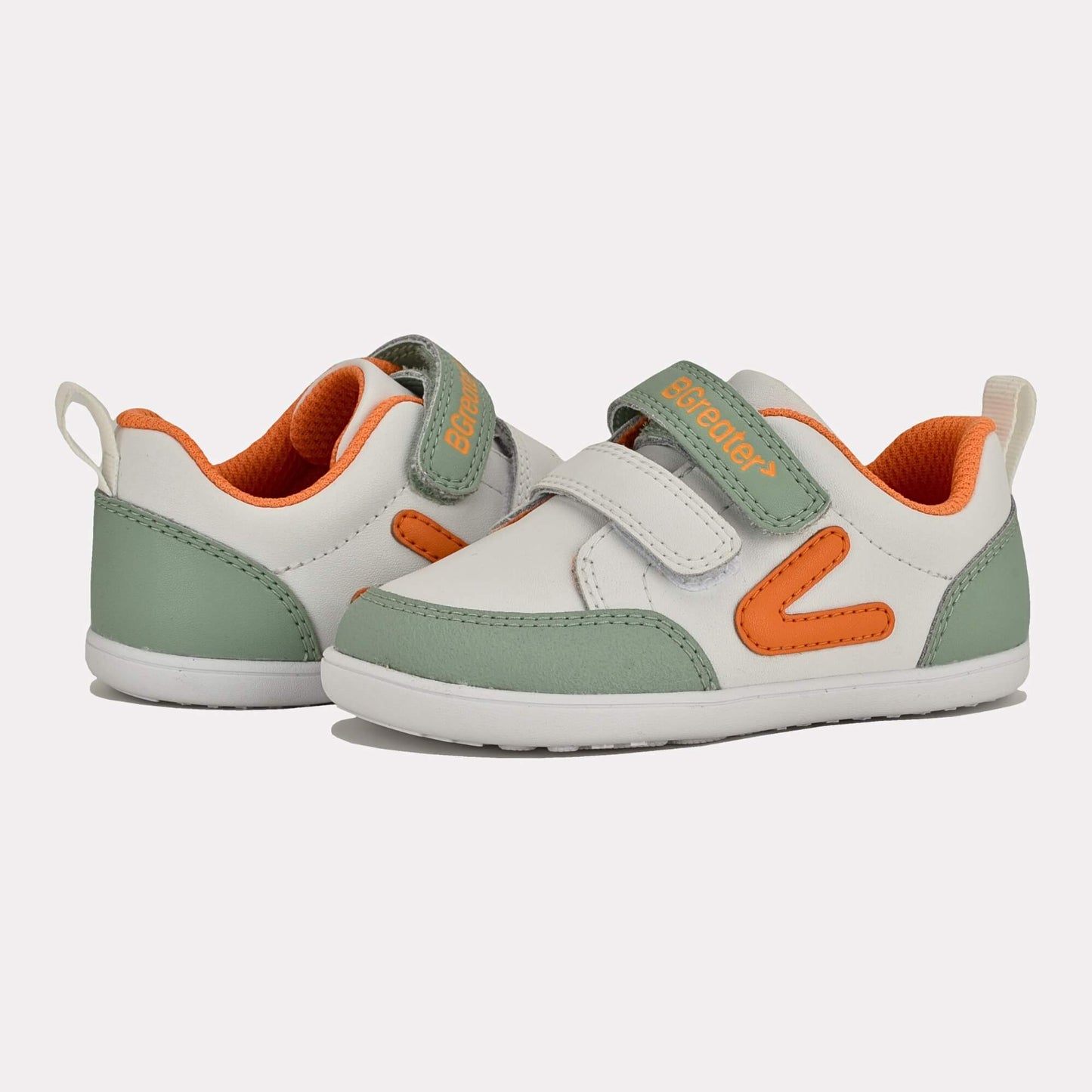 Olive white barefoot toddler trainer - pair facing