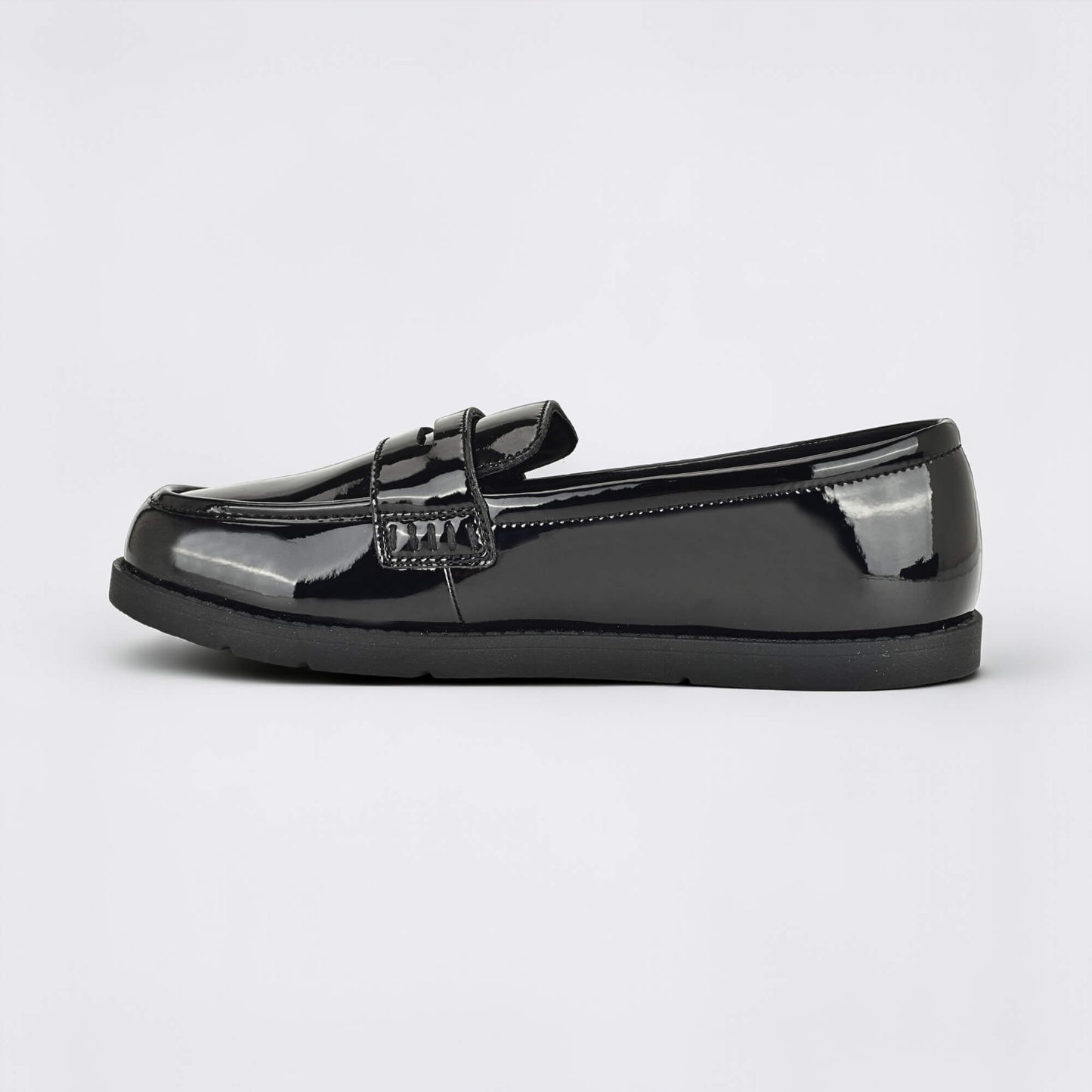 Girls Patent Black Barefoot School Shoe - inside