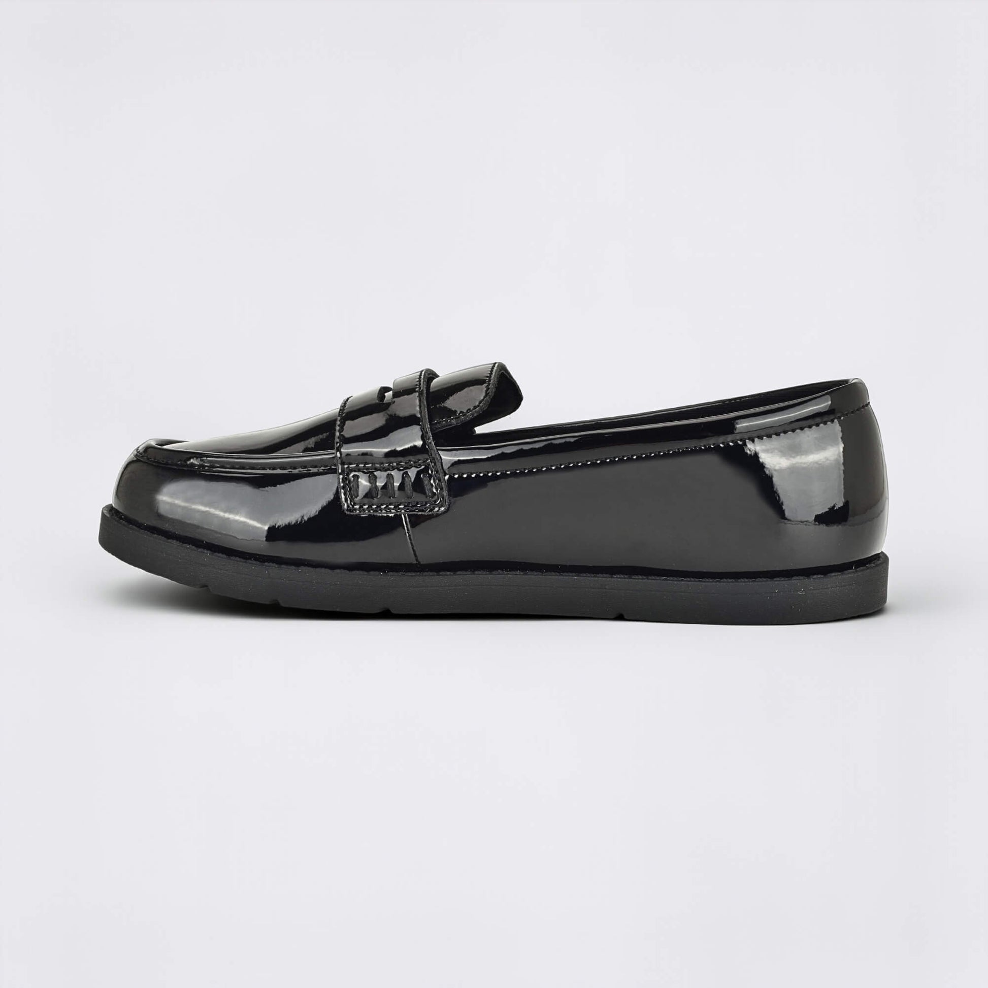 Girls Patent Black Barefoot School Shoe - inside