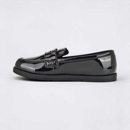 Girls Patent Black Barefoot School Shoe - inside