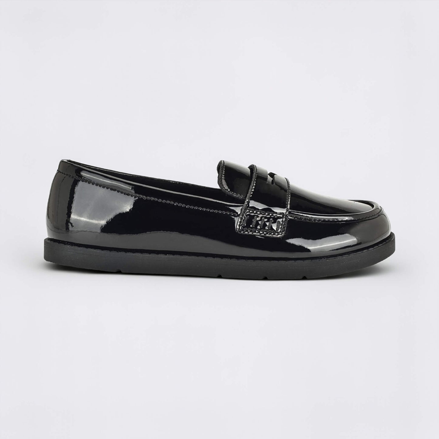 Girls Patent Black Barefoot School Shoe - outside