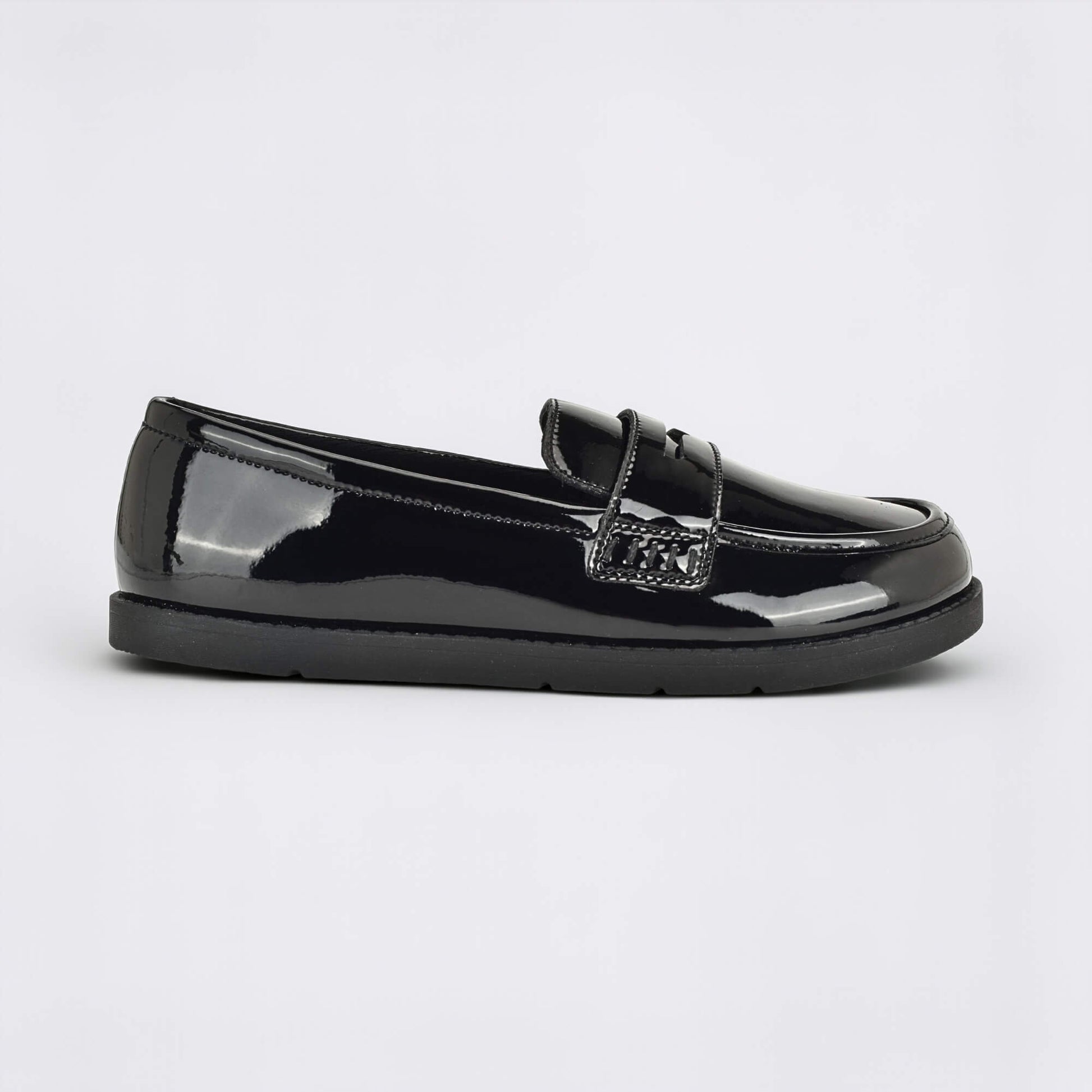 Girls Patent Black Barefoot School Shoe - outside