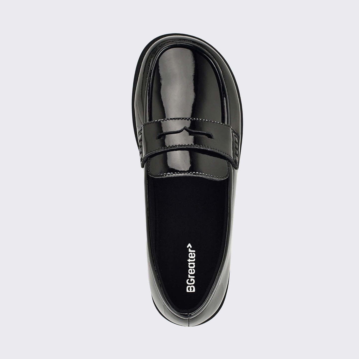 Girls Patent Black Barefoot School Shoe - top