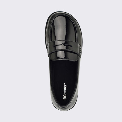 Girls Patent Black Barefoot School Shoe - top