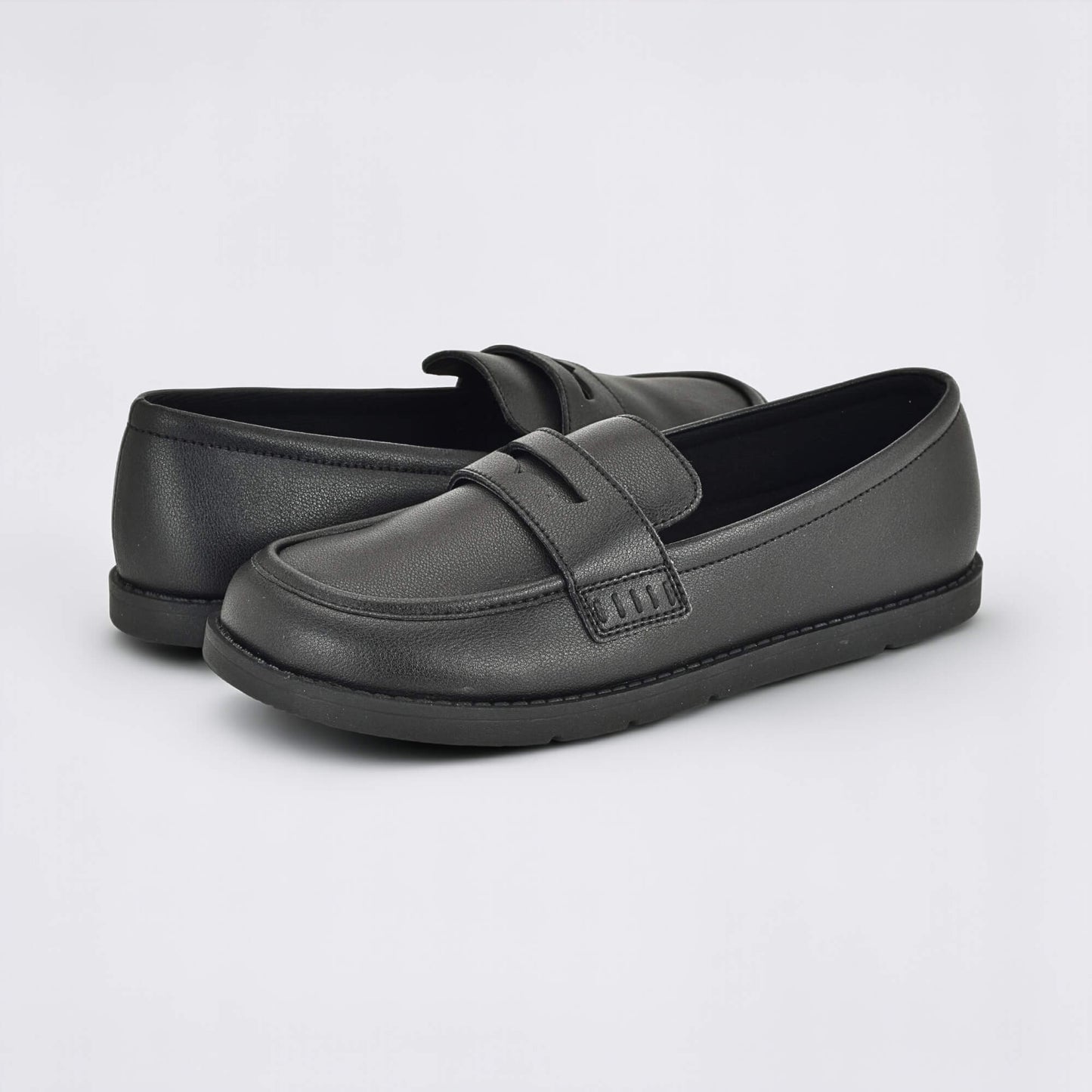 Girls Black Barefoot School Shoe - pair facing