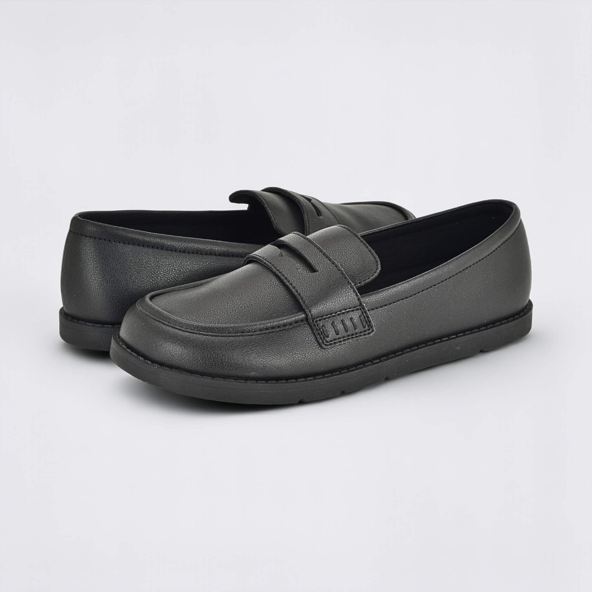 Girls Black Barefoot School Shoe - pair facing
