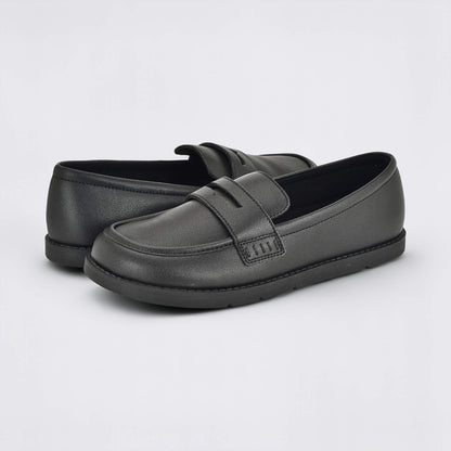 Girls Black Barefoot School Shoe - pair facing