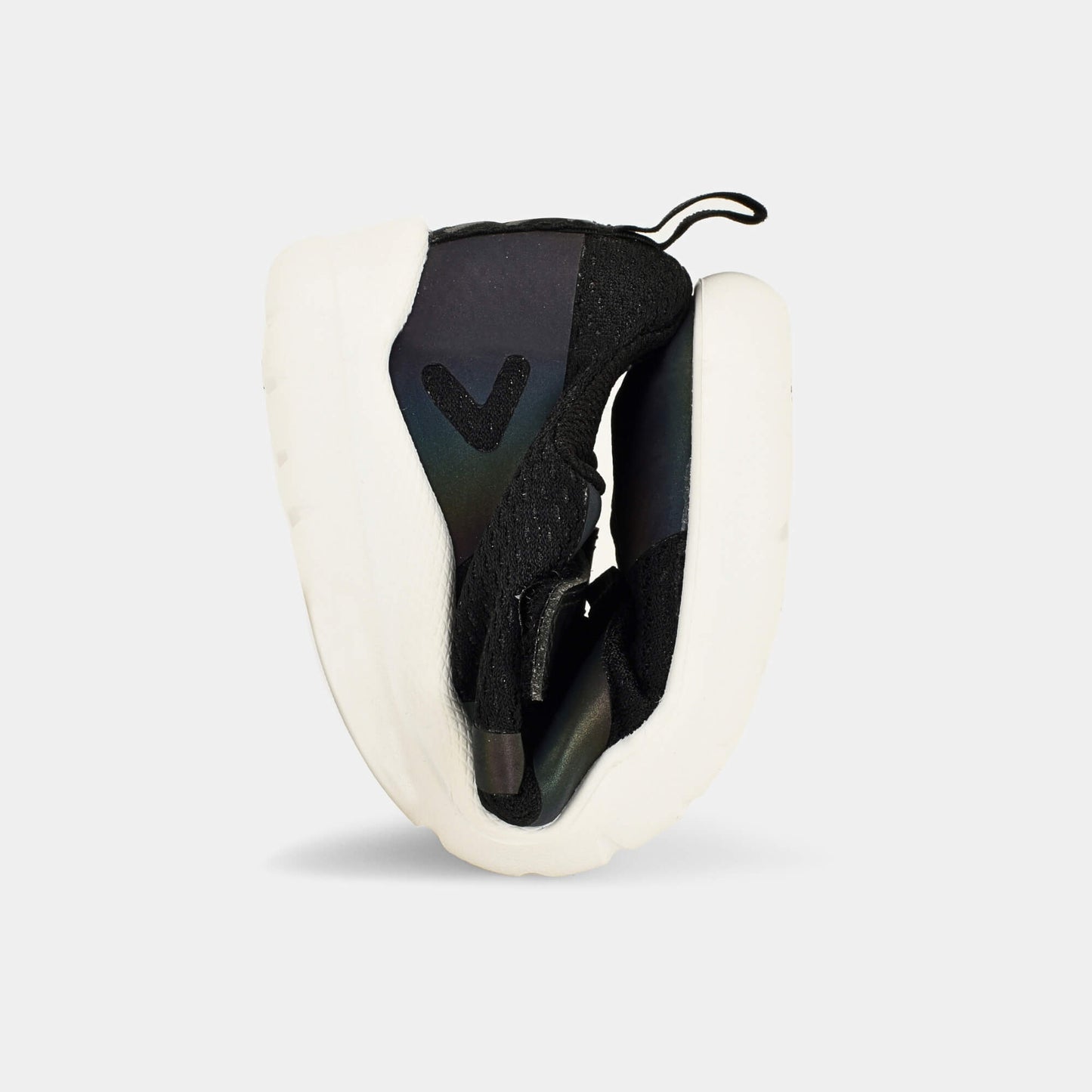 Black Iridescent barefoot kids trainer - flexed