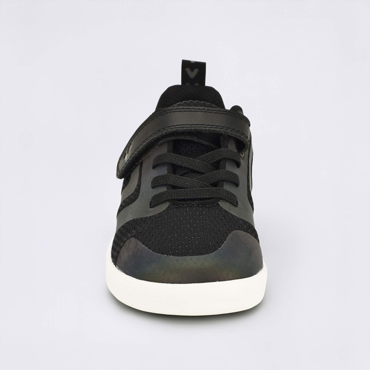 Black Iridescent barefoot kids trainer - front