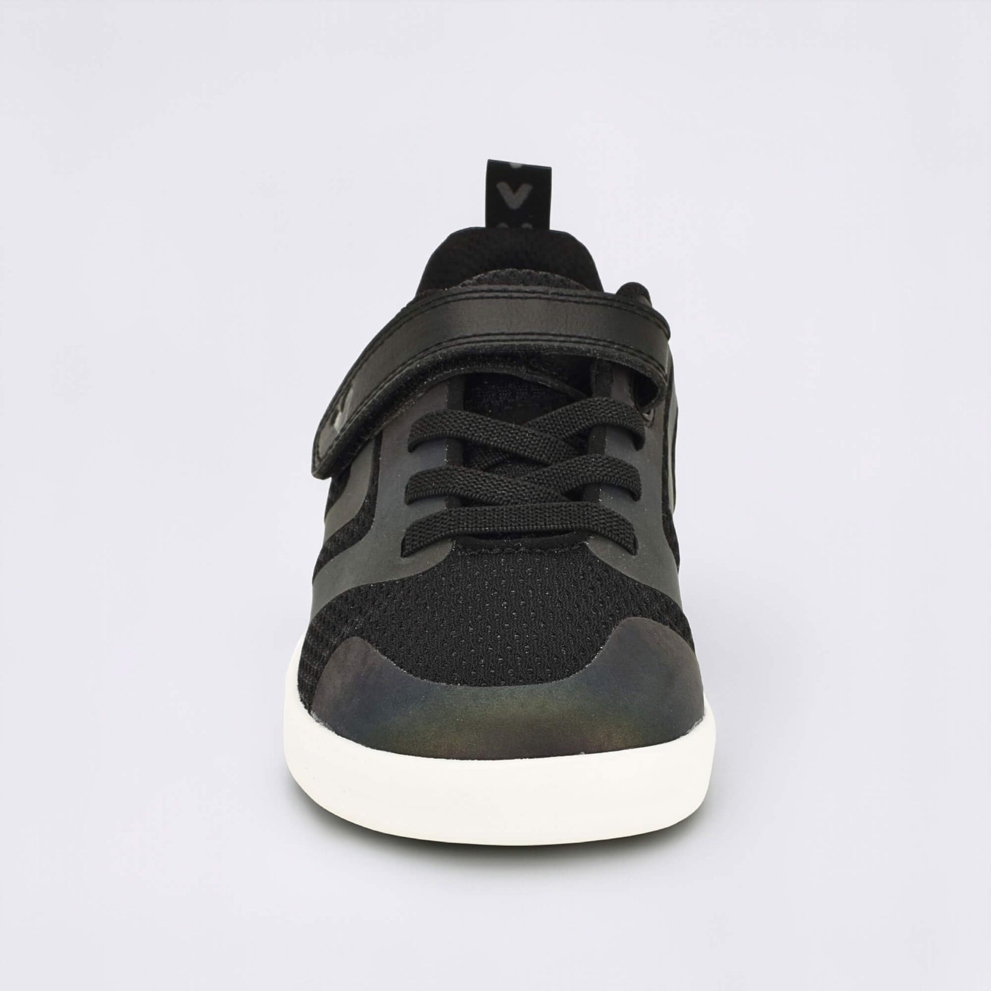 Black Iridescent barefoot kids trainer - front