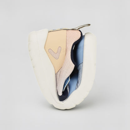 Blue Peach barefoot kids trainer - flexed
