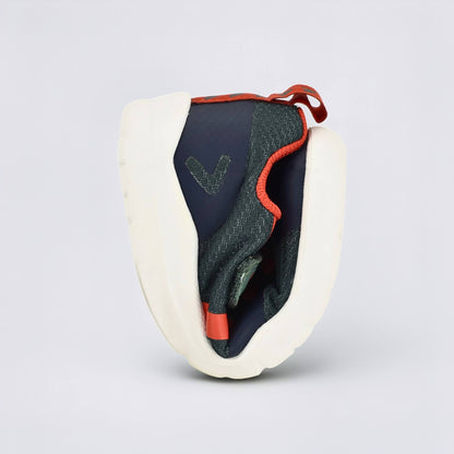 Green Navy barefoot kids trainer - flexed