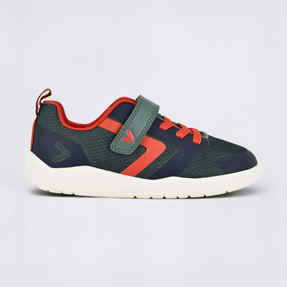 Green Navy barefoot kids trainer - outside