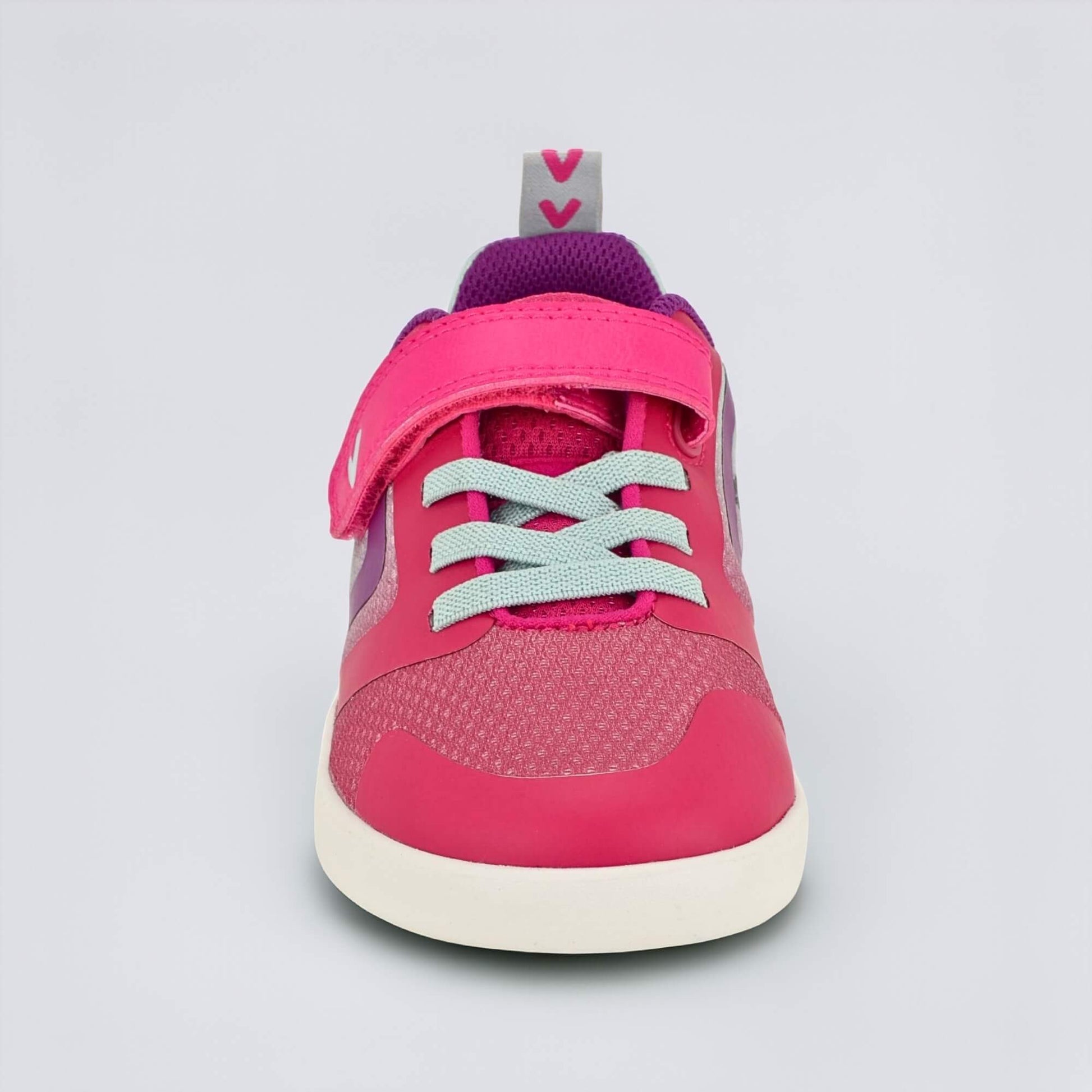 Pink Teal barefoot kids trainer - front