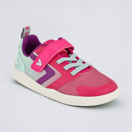 Pink Teal barefoot kids trainer - main feature photo