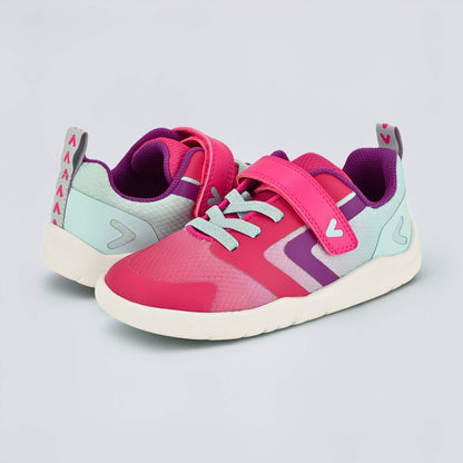 Pink Teal barefoot kids trainer - pair facing