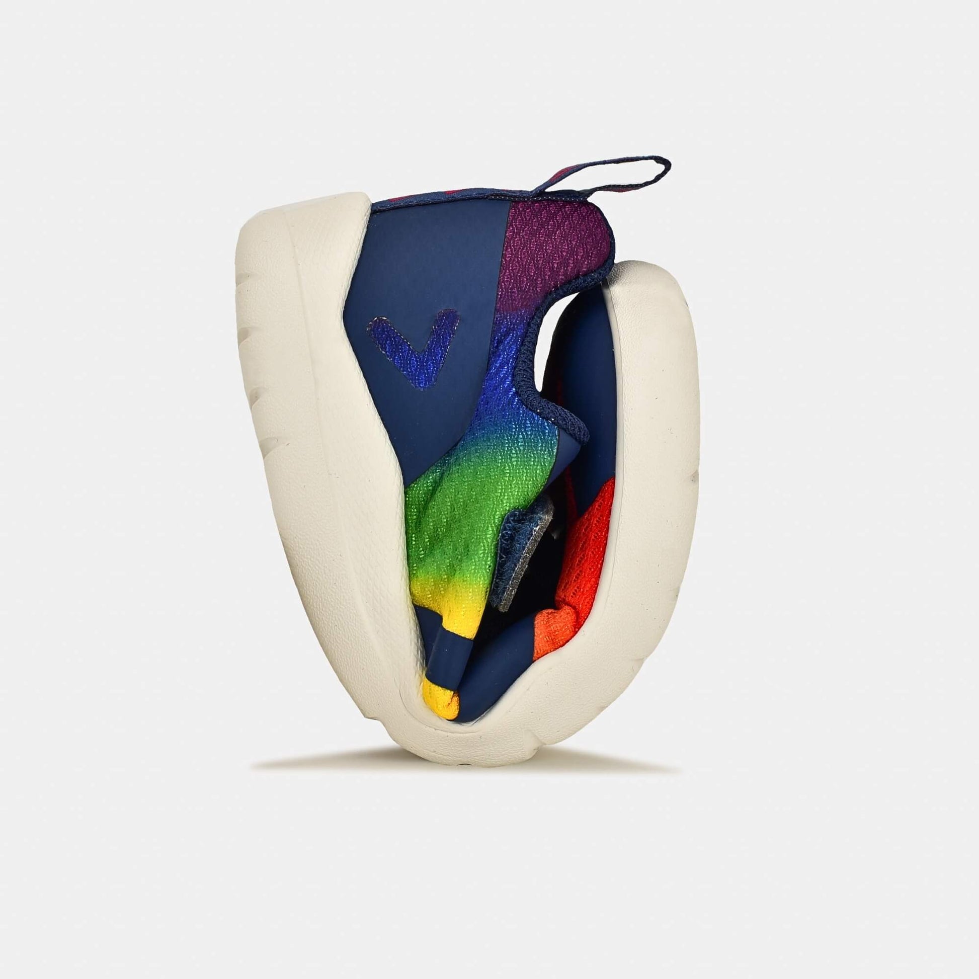 Rainbow barefoot kids trainer - flexed