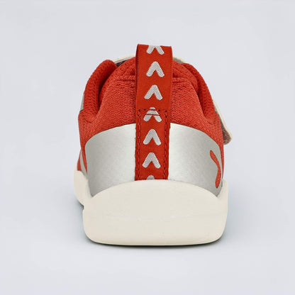 Red Silver barefoot kids trainer - back