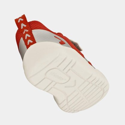 Red Silver barefoot kids trainer - floating