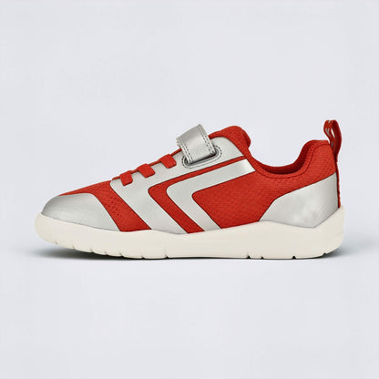 Red Silver barefoot kids trainer - inside