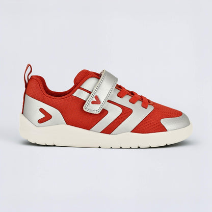 Red Silver barefoot kids trainer - outside