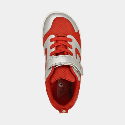 Red Silver barefoot kids trainer - top