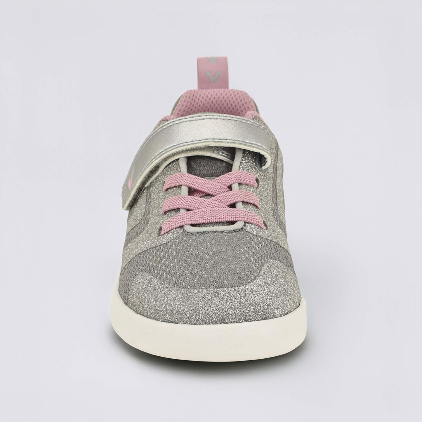 Silver Pink barefoot kids trainer - front