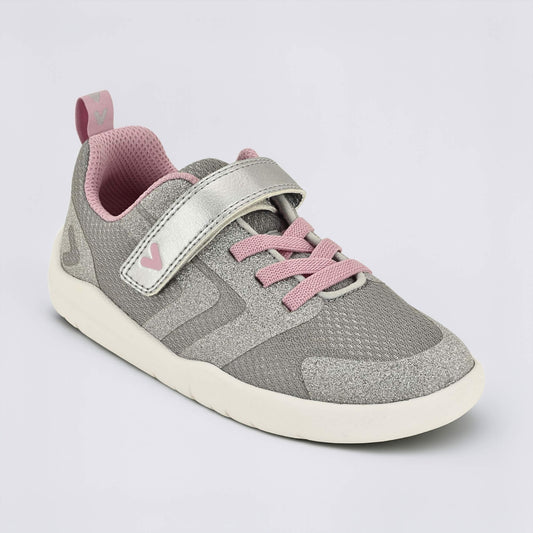 Silver Pink barefoot kids trainer - main feature photo