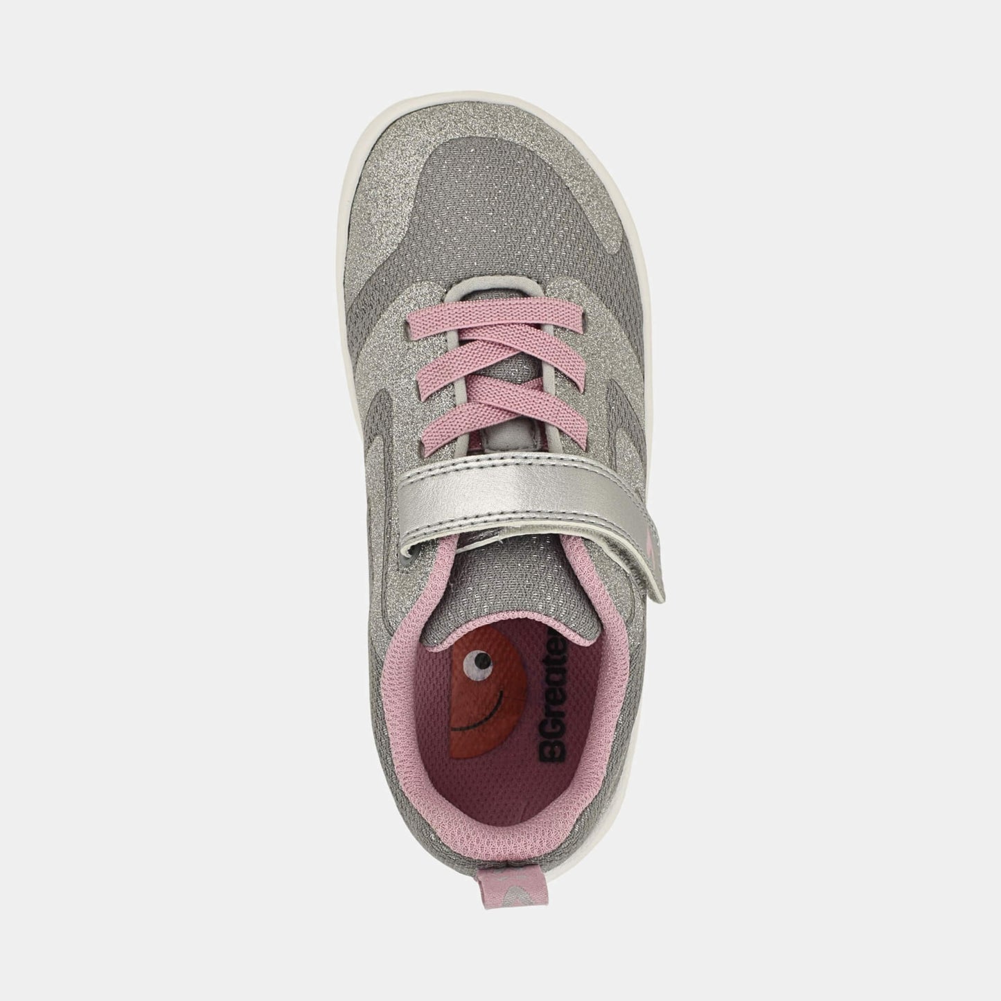 Silver Pink barefoot kids trainer - top
