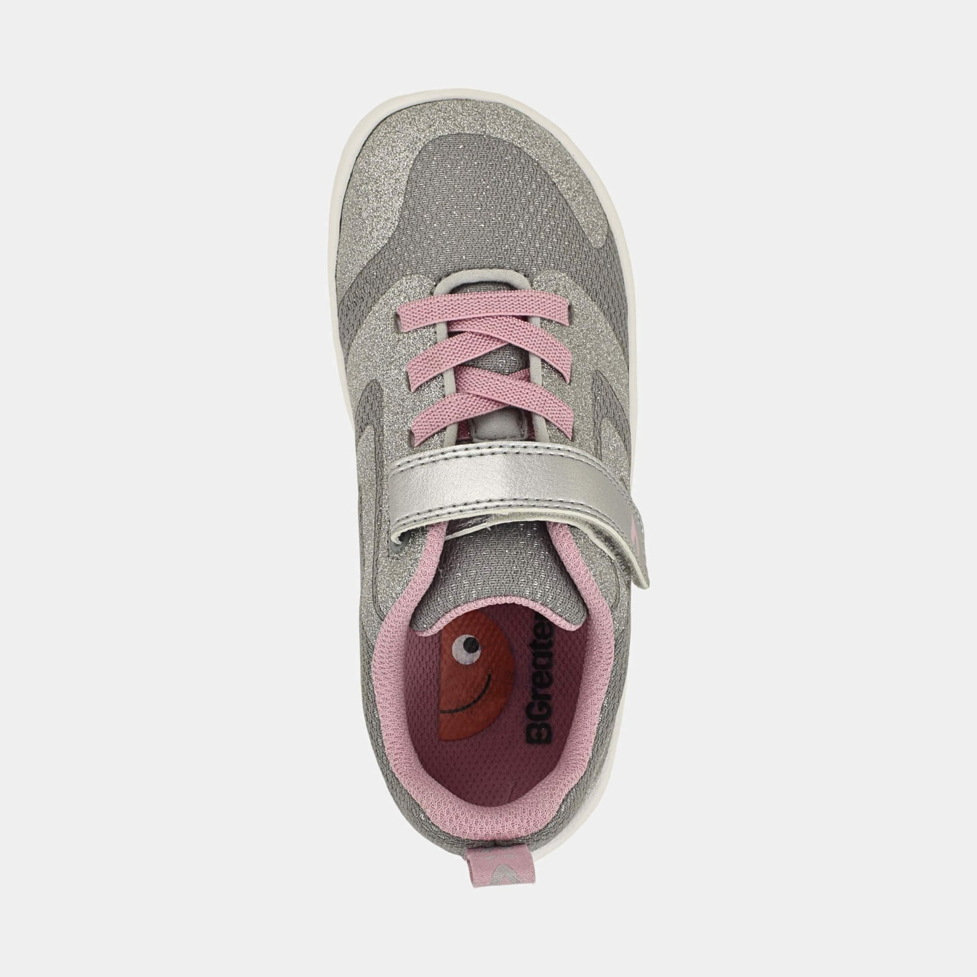 Silver Pink barefoot kids trainer - top