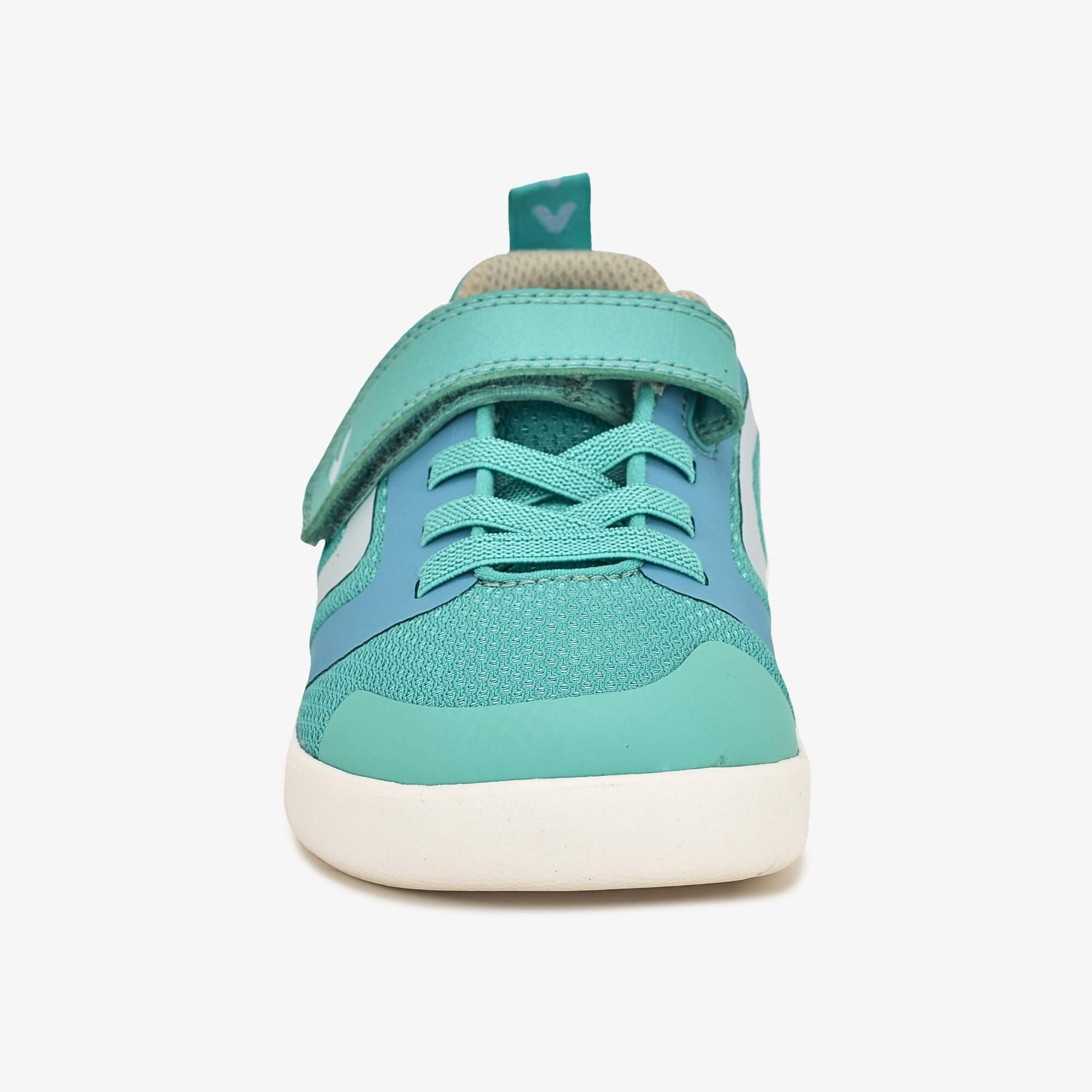 Teal barefoot kids trainer - front