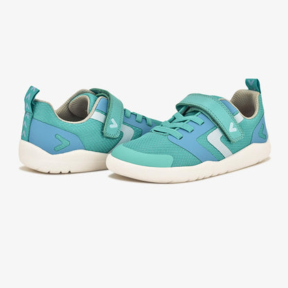 Teal barefoot kids trainer - pair facing