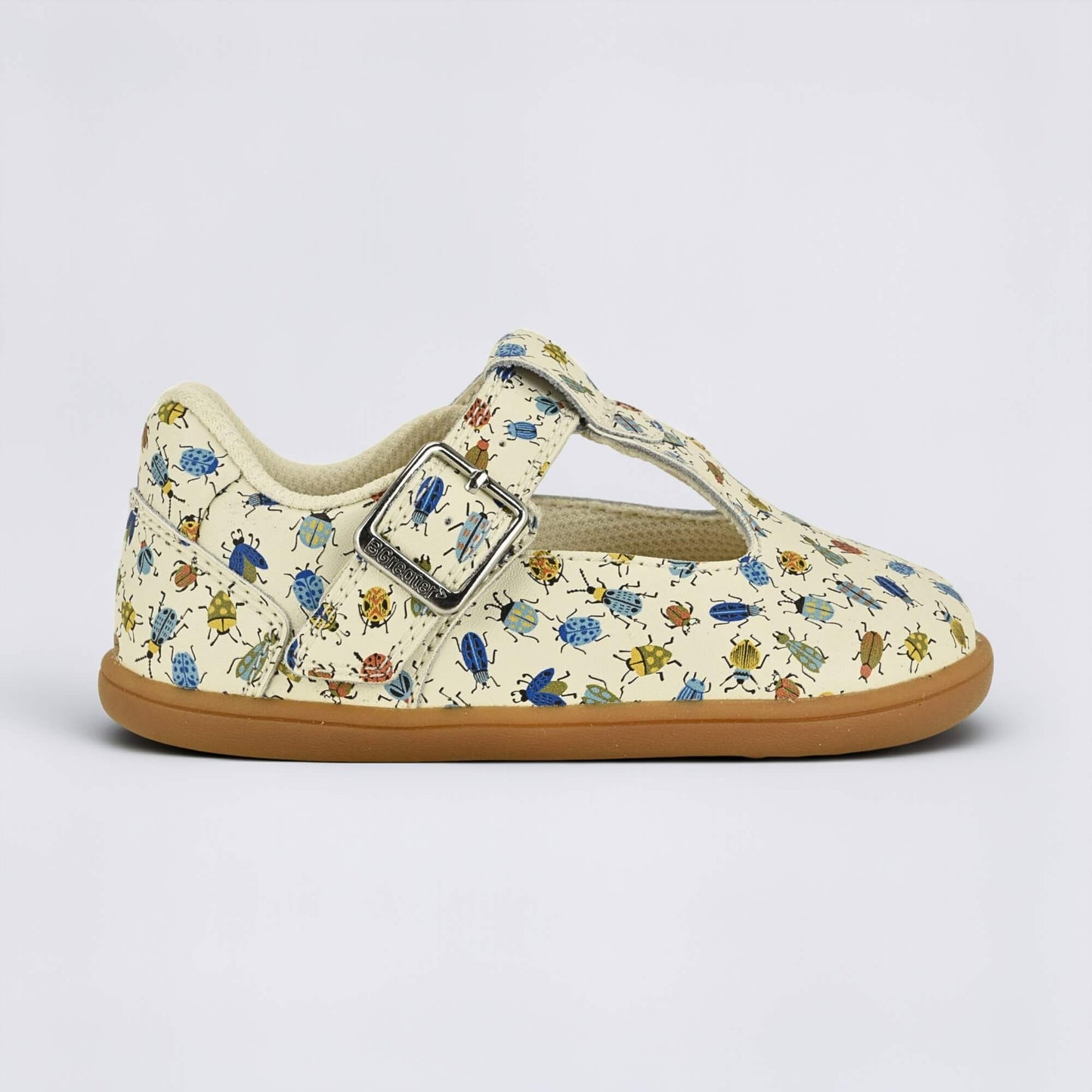 Goodall Cream Bug barefoot toddler shoe - outside