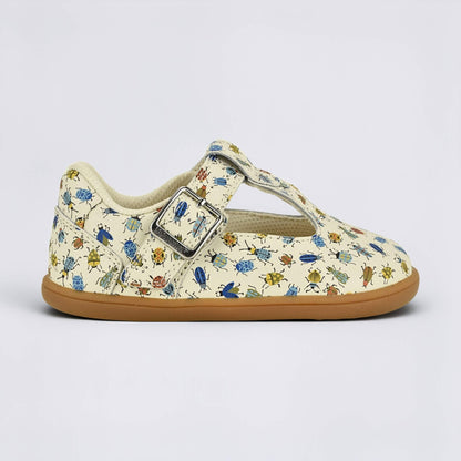 Goodall Cream Bug barefoot toddler shoe - outside