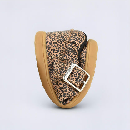 Goodall Leopard barefoot toddler shoe - flexed