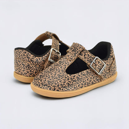 Goodall Leopard barefoot toddler shoe - pair facing