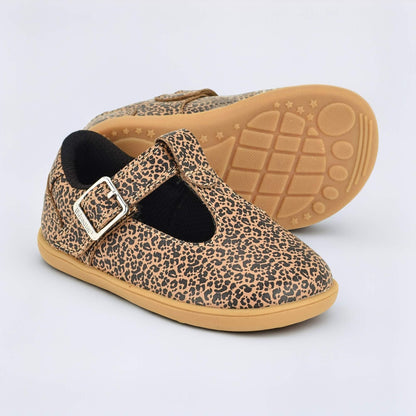 Goodall Leopard barefoot toddler shoe - pair with sole