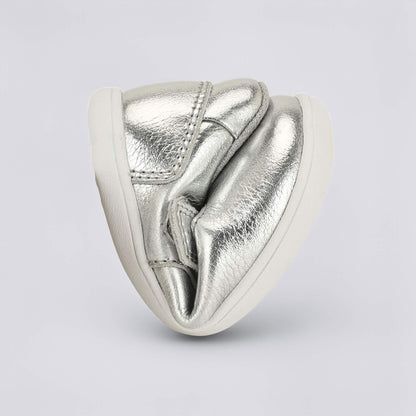 Goodall Metallic barefoot toddler shoe - flexed