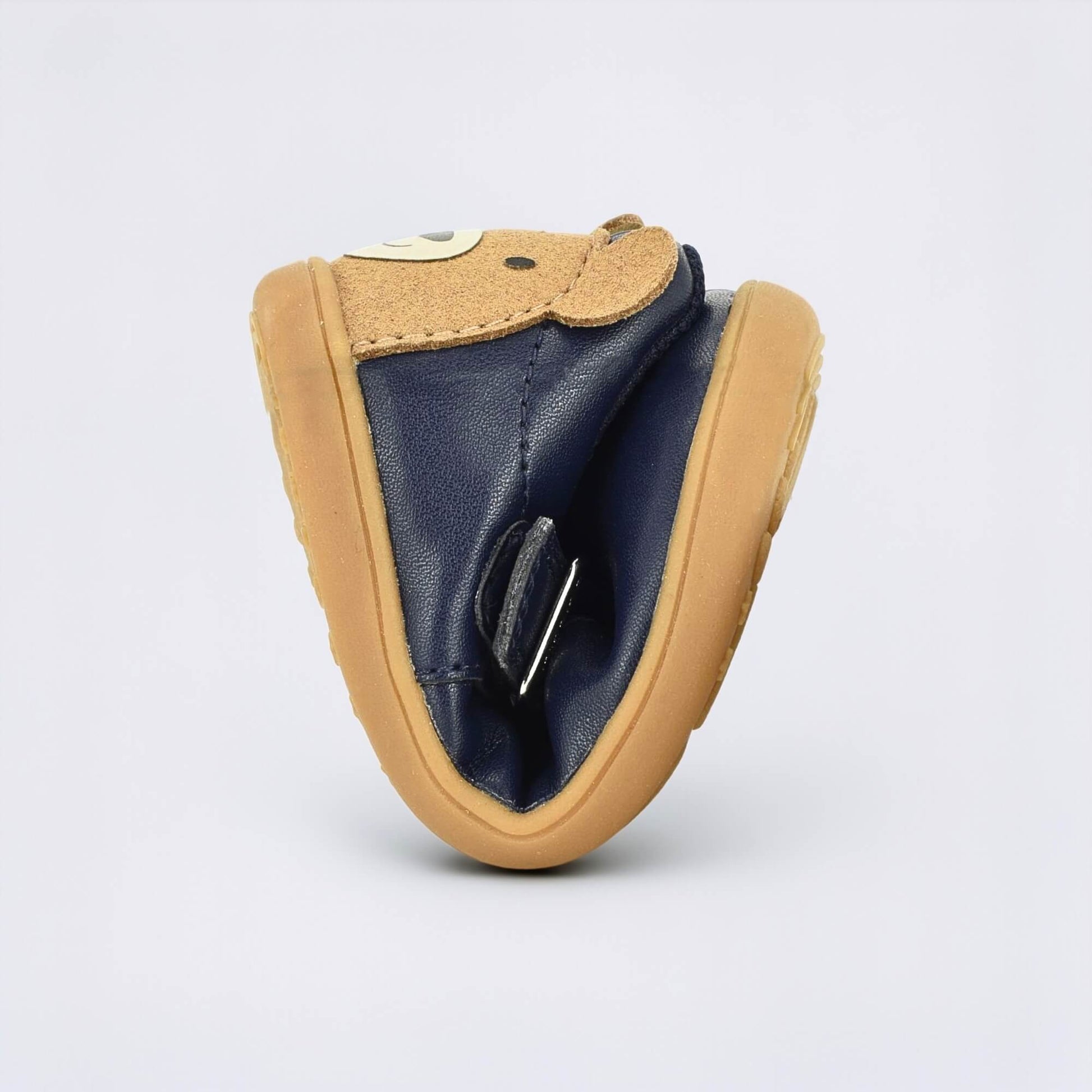 Goodall Navy barefoot toddler shoe - flexed