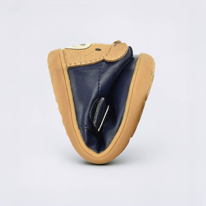Goodall Navy barefoot toddler shoe - flexed