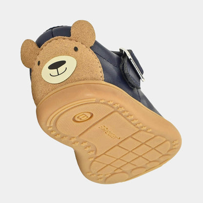 Goodall Navy barefoot toddler shoe - floating