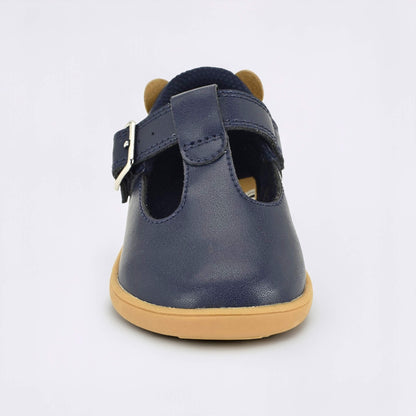 Goodall Navy barefoot toddler shoe - front