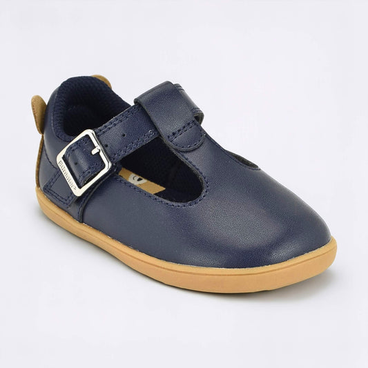 Goodall Navy barefoot toddler shoe - main feature photo